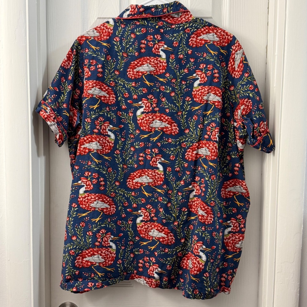 Printfresh Pajama Top Navy Blue Cotton Short Sleeve Plus Size 1X - Picture 2 of 5